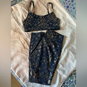 Fabletics - Define PowerHold high waisted legging and top. Abyss Stardust Foil